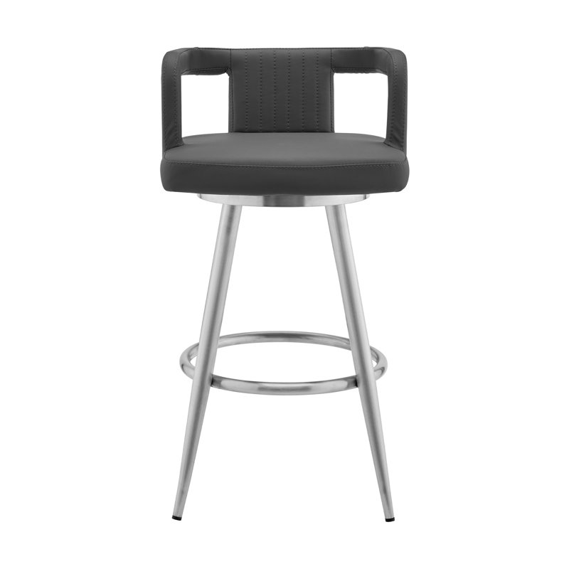 Kresha Upholstered Counter Stool with Metal Frame, Bar Stool (30" Seat Height), Black