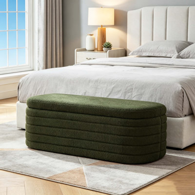 Banc de rangement avec repose-pieds ovale en sherpa