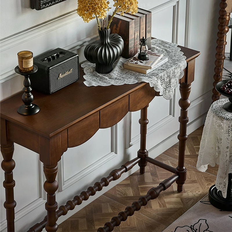 Black Solid Wood Console Table, 55.12