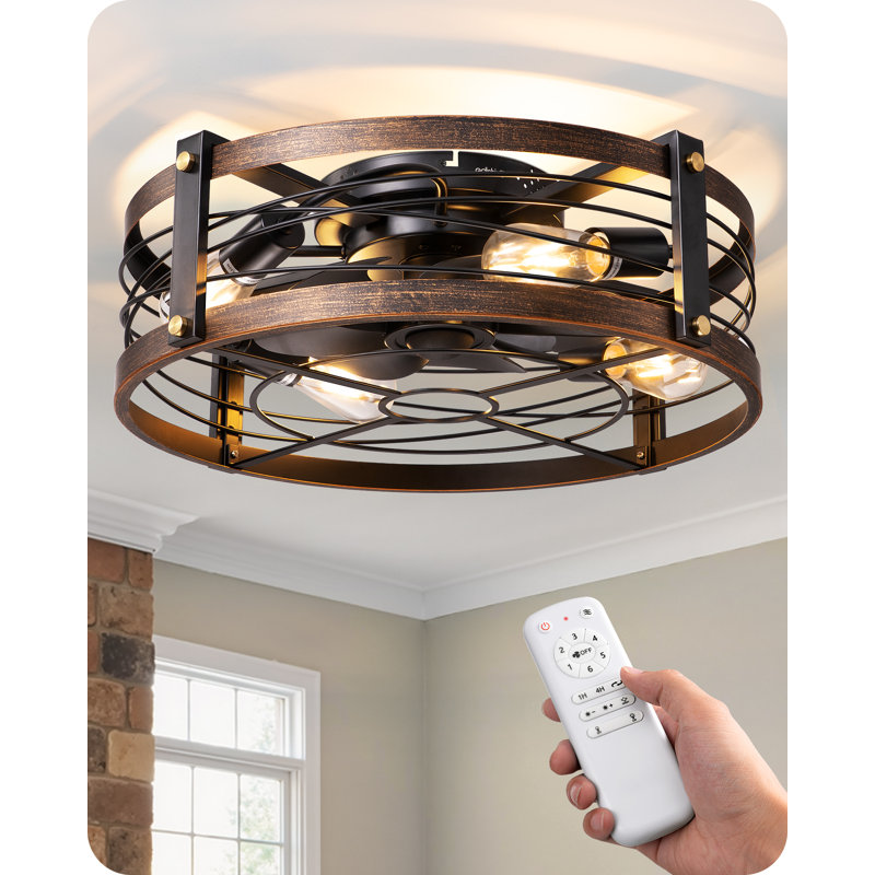 Ventilateur de plafond en cage de 21 po avec ensemble d'éclairage et télécommande