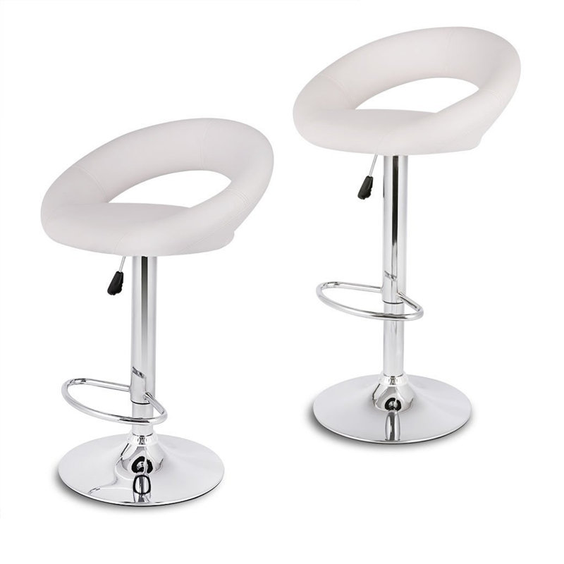 Beckwith Swivel Upholstered Adjustable Height Counter Stool, White