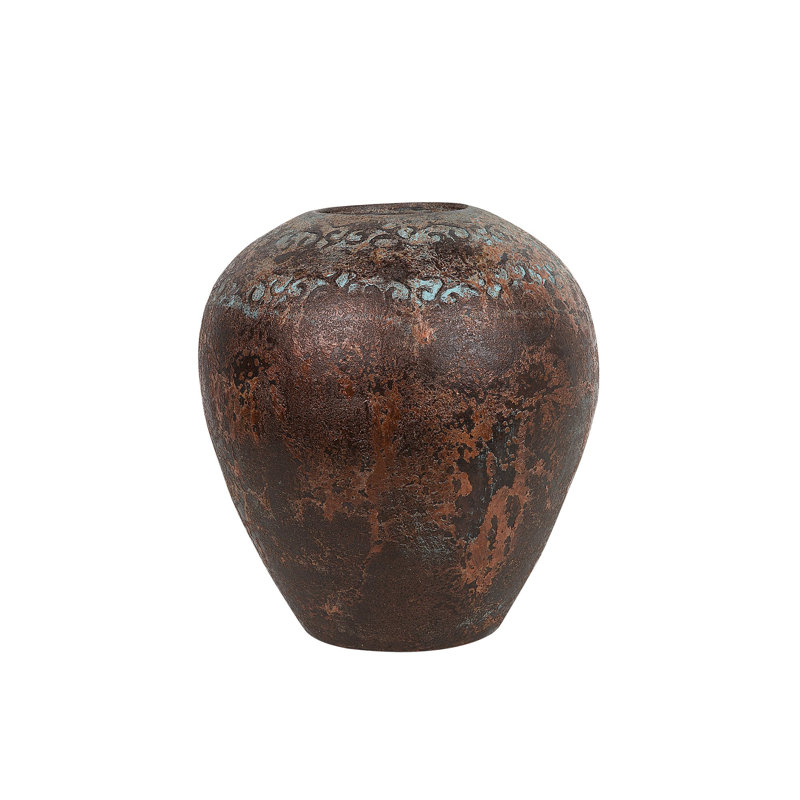 Jaquan Handmade Ceramic Table Vase, Copper/Blue