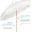Parasol de terrasse bohémien à franges, 6,5 pi, blanc rétro (base non incluse)-2077714159