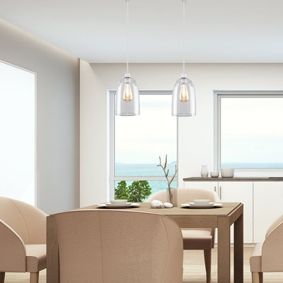 Kira 23 cm H Oval Glass Pendant Shade ( Clip On )