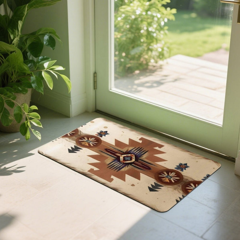 Tapis de sol tribal aztèque, pour salon et cabine, 24 po x 36 po, brun, bleu, beige