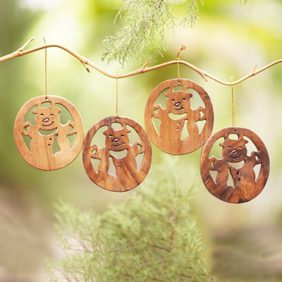 Eka 3.9'' Wood People Finial Ornament