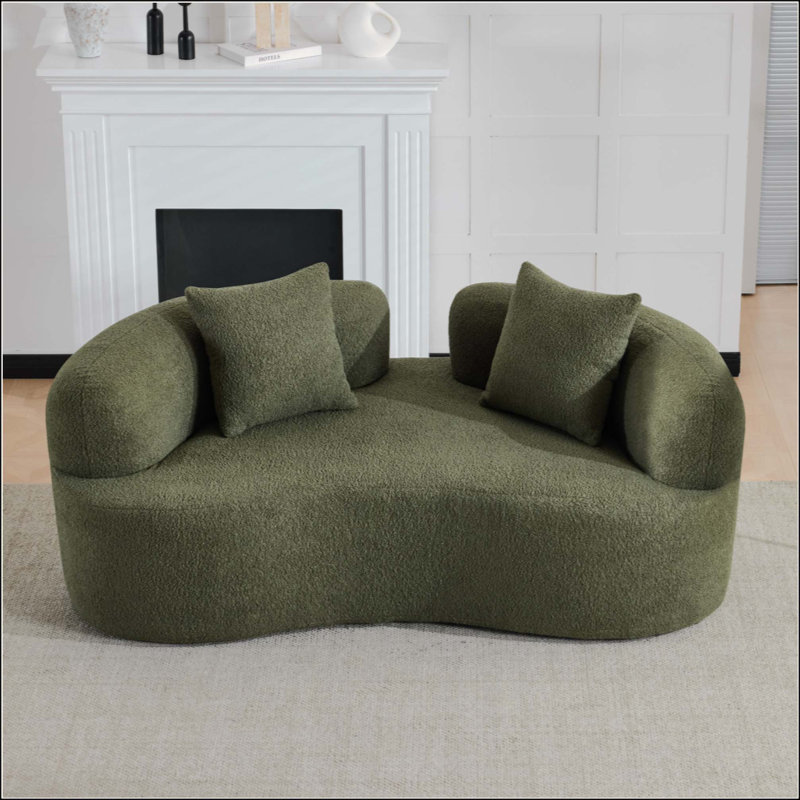 Causeuse courbée pleine compression avec éponge, tissu de velours en peluche, canapé compact sans assemblage pour les petits espaces et les appartements, capacité de 350 lb
