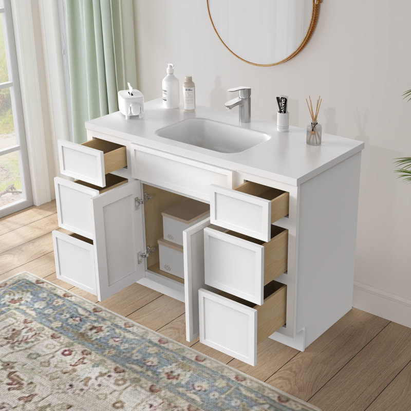 Base de meuble-lavabo simple 48 po seulement, Blanc