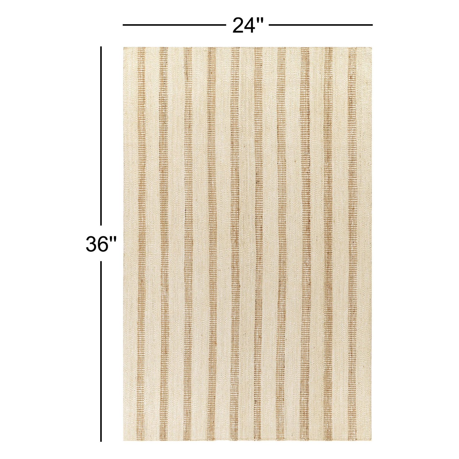 Aadison Ivory Hand-Woven Striped Jute Rug, Rectangle 2' x 3'