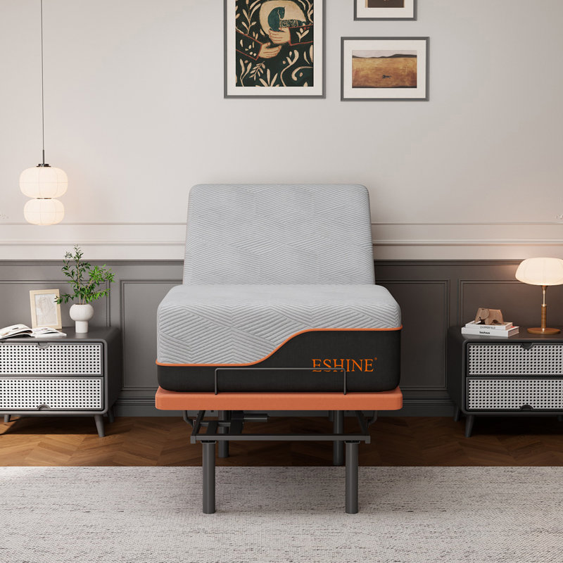 ESHINE Massaging Zero Gravity Adjustable Bed With 14" Ultra-Plush Black Mattress, E3000 Series, Twin XL