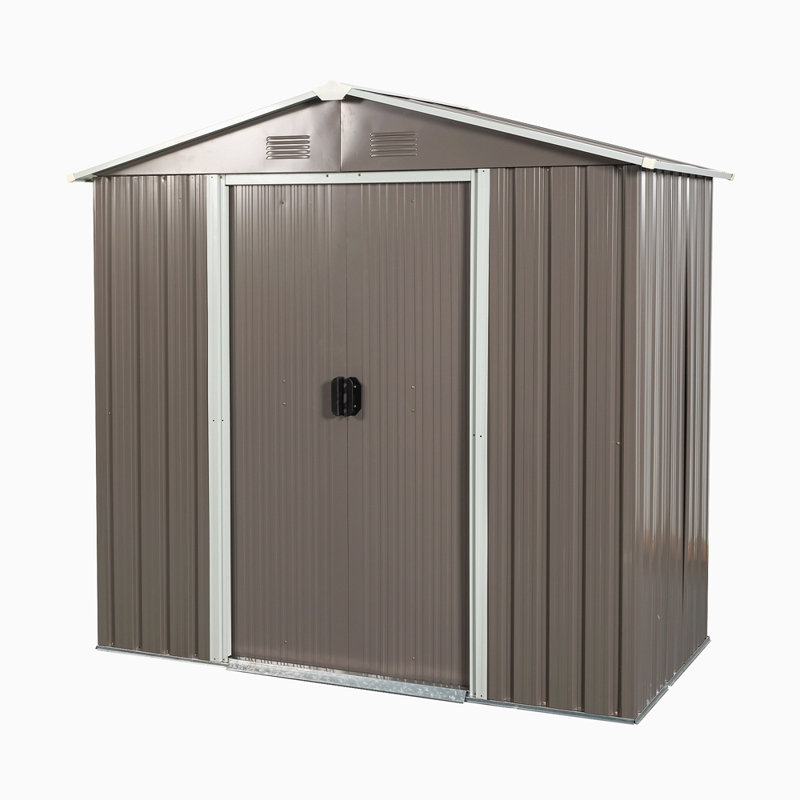 Outdoor Metal Storage Shed Gray, 74.92" H x 89.1" W x 46.97" D