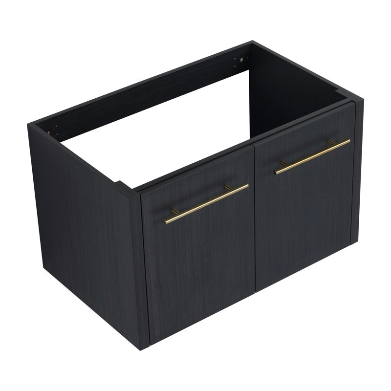 Meuble-lavabo mural de 30 pouces de couleur châtaignier noir avec porte à fermeture en douceur et armoire de rangement spacieuse châtaignier, compartiment abondant et élégant