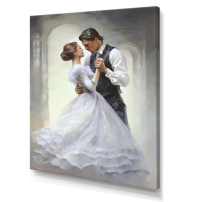 Danse valse en blanc - imprimé, H 32 po x l 24 po x P 1 po, Toile tendue