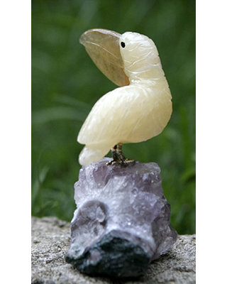 Figurine Reynosa Pelican Amethyst and Fluorite