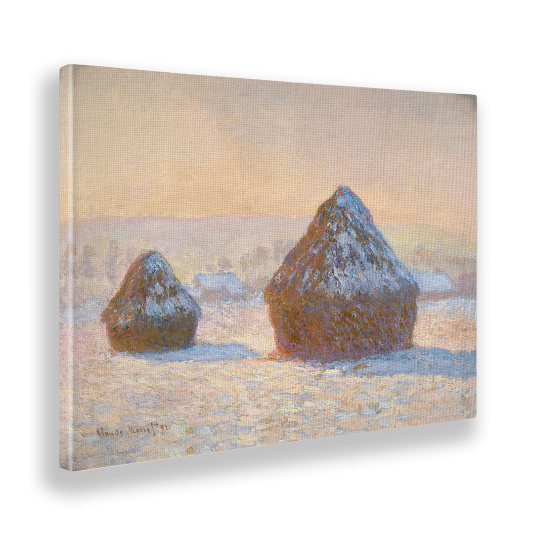 Wandbild Weizen-Garben im Winter von Claude Monet