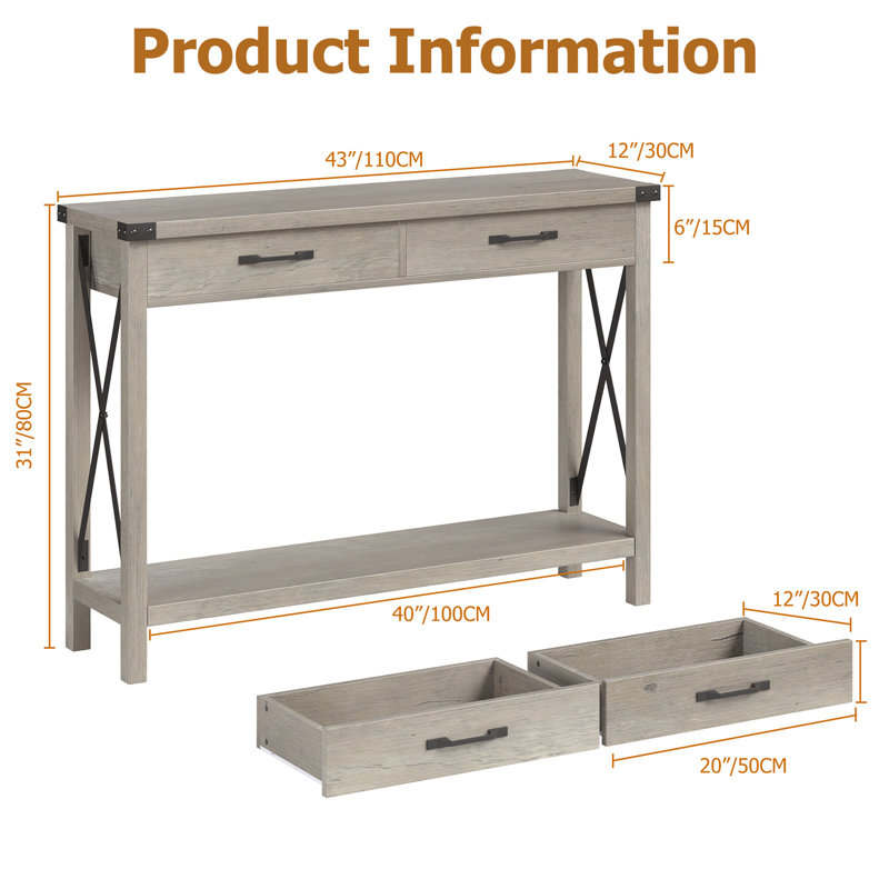 109.2cm Console Table, Grey