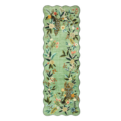 Tapis à motif floral paon à poils courts et antidérapant pour chambre d'enfant
