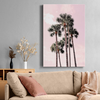 Reproduction d’art graphique sur toile tendue de couleur rose tropiques