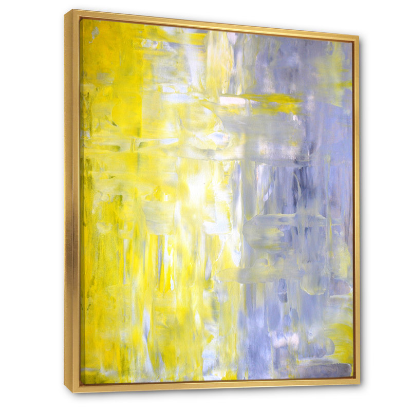 «Yellow and Gray Merging Abstract», art mural moderne et contemporain sur toile, H 32 po x l 16 po x P 1 po
