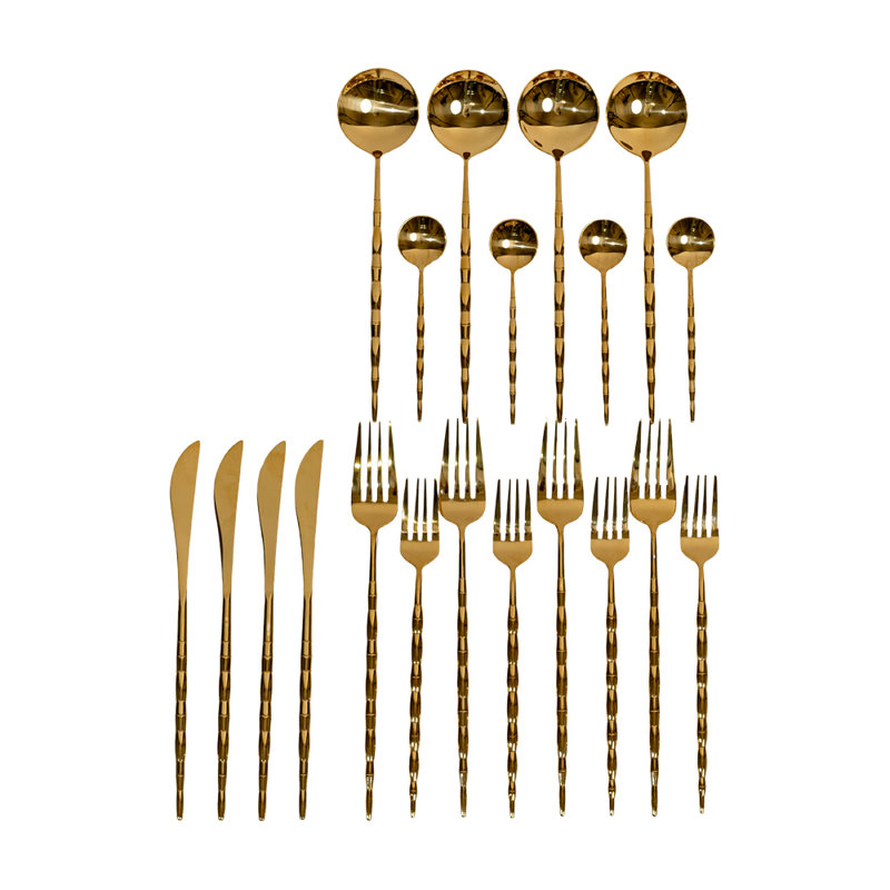 Mercer41 Stainless Steel Flatware Set - Service for 4, Shiny Gold