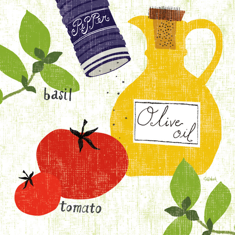 Reproduction d’art graphique sur toile, "Italiano tomates" par Sue Schlabach, H 12 po x l 12 po