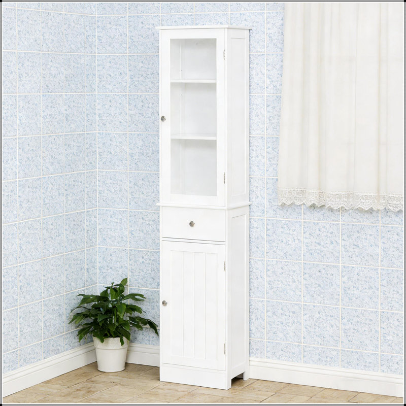 Tour de rangement polyvalente avec plusieurs tablettes et tiroirs, parfaite pour organiser les cuisines, les salles de bain et les salons.