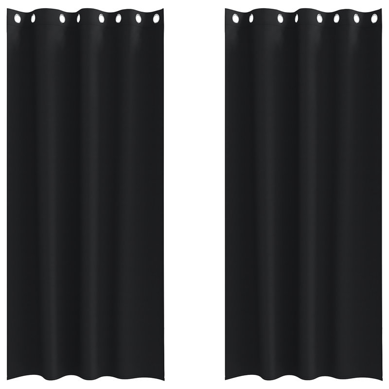 Tacorian Curtain Pair, 140cm Width x 260cm Drop, Black