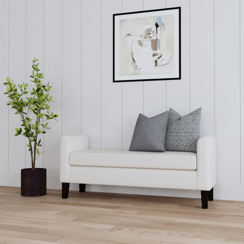 Banc d'appoint rembourré en tissu avec accoudoirs