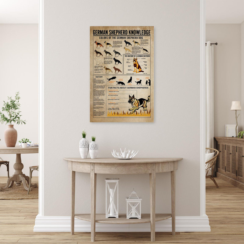 Impression sur toile tendue, "Berger allemand", H 20 po x l 16 po x P 1,25 po