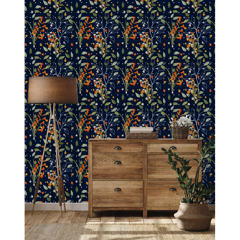 Peel & Stick Floral Tile, 2.08' W x 10.42' L