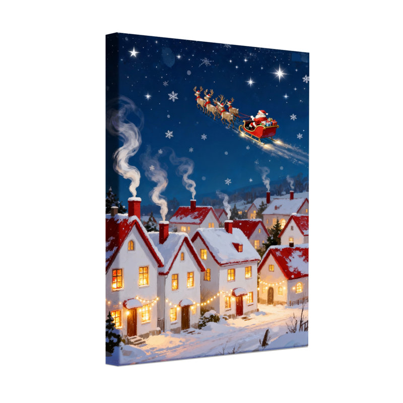 Village de Noël avec traîneau du Père Noël, H 36 po x l 24 po
