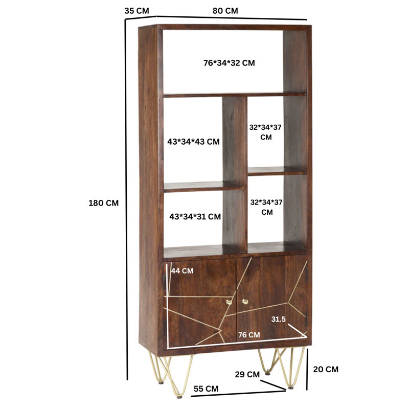 Antoney 180cm H x 80cm W Solid Wood Standard Bookcase