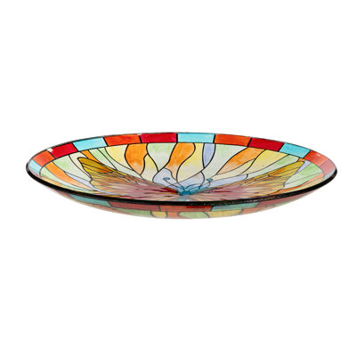 Stained Glass Butterfly Birdbath, 18in