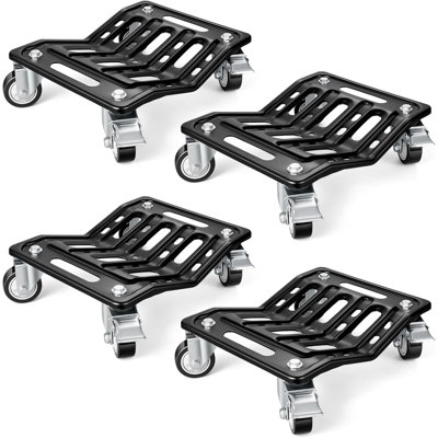 4-Piece Heavy Duty Car Wheel Dolly Set, 6000 Lbs Capacity T500 Steel Vehicle Moving Dolly with Brake Casters for Garage Auto Repair