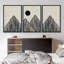 Art mural Mid-Century moderne bohème minimaliste abstrait montagne soleil encadré sur toile, 3 pièces-1273325219-1220743036