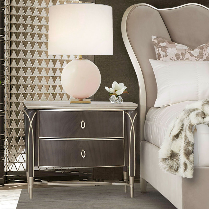 Villa Cherie Nightstand, Hazelnut/Beige