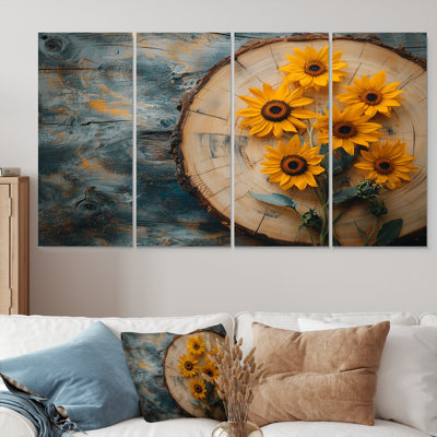 Donnivan - Sunflowers Wall Decor - Traditional Wall Art 4 Piece