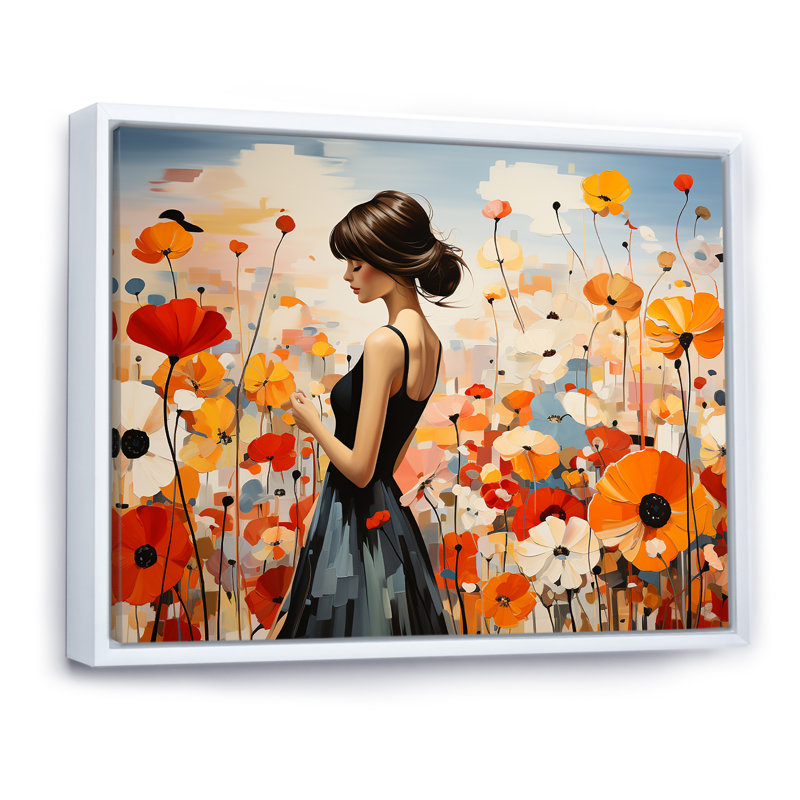 Modernisme prairie urbaine sur toile, Cadre flottant blanc, H 16 po x l 32 po x P 1 po