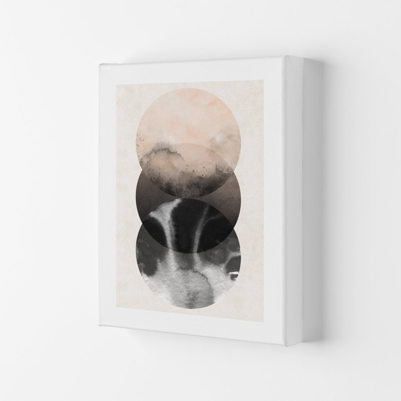 Nude And Pearl Three Circles by Pixy Paper - Print, 84cm H x 59.4cm W x 4cm D, Wrapped Canvas