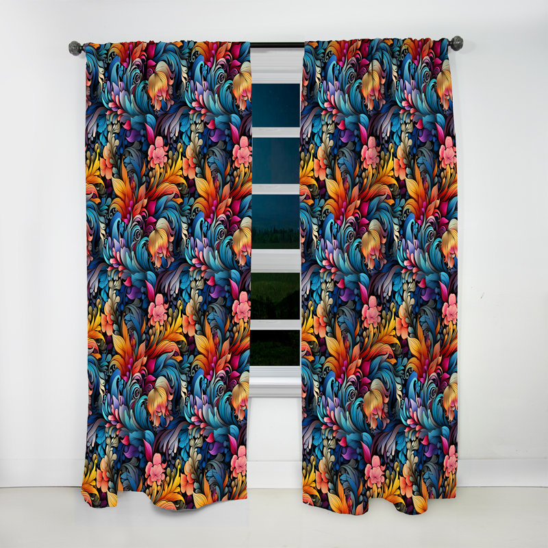 Motif cachemire Nomadic Vibes I - Rideau floral - Rideau floral obscurcissant - 1 panneau, 52" W x 90" L