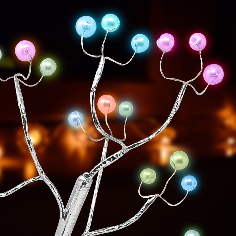 36 LED RGB Colour Changing Bonsai Light Fairy Tree Lamp USB Battery Operated Remote Control 16 Colour DIY Branches Artificial Tree With Timer(Pearl)