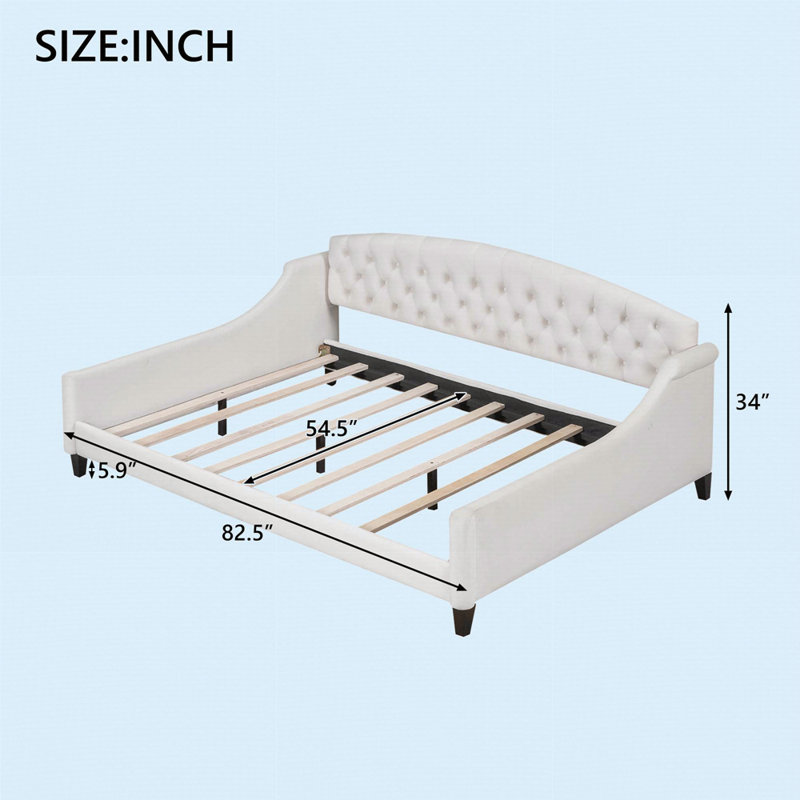 Modern Luxury Tufted Button Daybed, Beige, Full