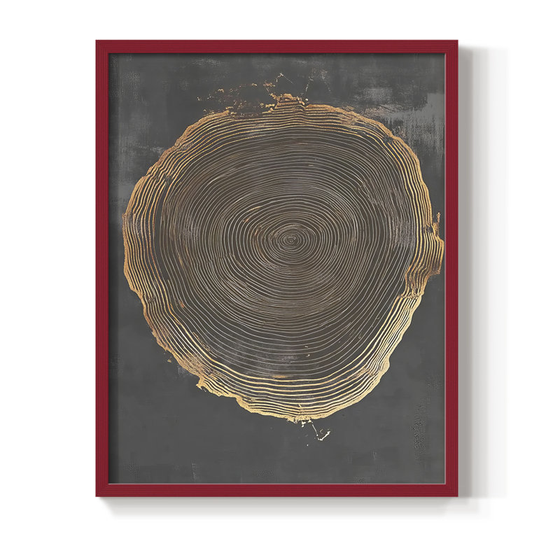 Impression abstraite encadrée CCLIV - prête à être accrochée, Rouge, H 20 po x l 16 po