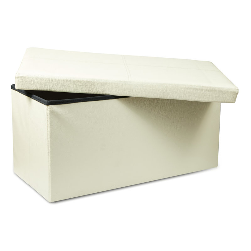 Wycomb 76cm Wide Rectangle Solid Colour Storage Ottoman with Storage, Cream