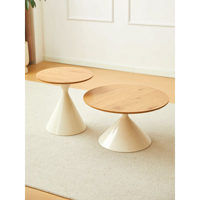TABLE RONDE BLANC + BOIS