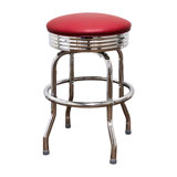 Retro Home Single Ring Chrome Pan Swivel Bar & Counter Stool