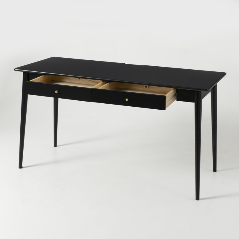 Bureau en bois massif avec tiroir MCM, 55"W x 23.22"D, Black