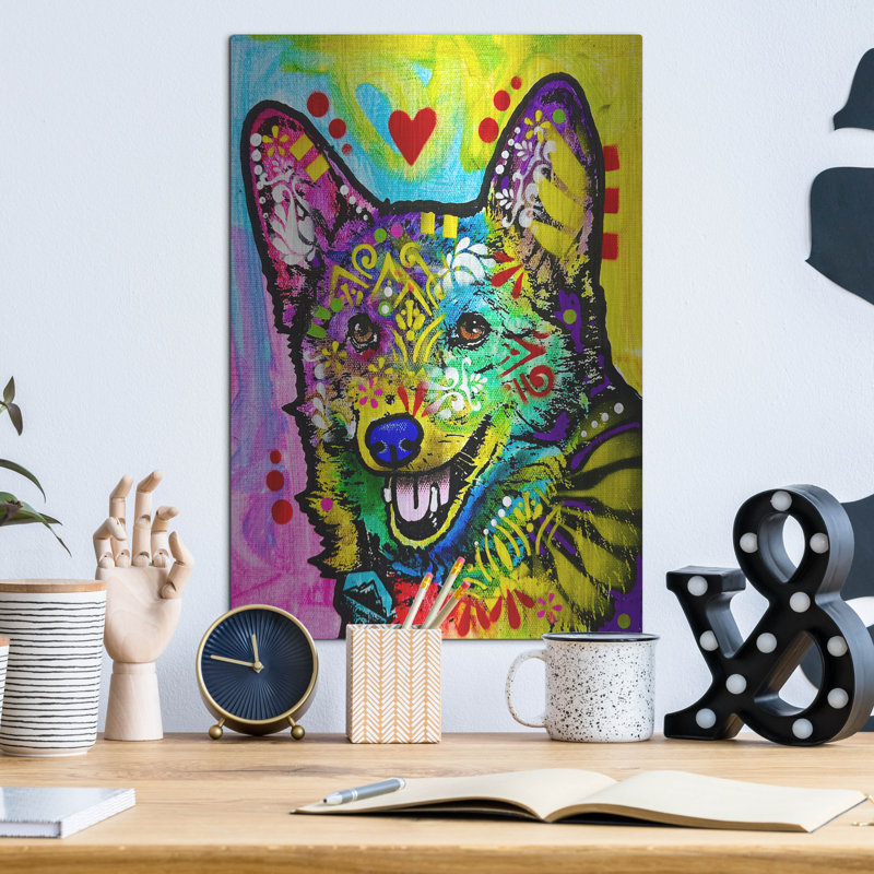 Red Barrel Studio® «Happy Corg» par Dean Russo, art mural en métal, H 16 po x l 12 po