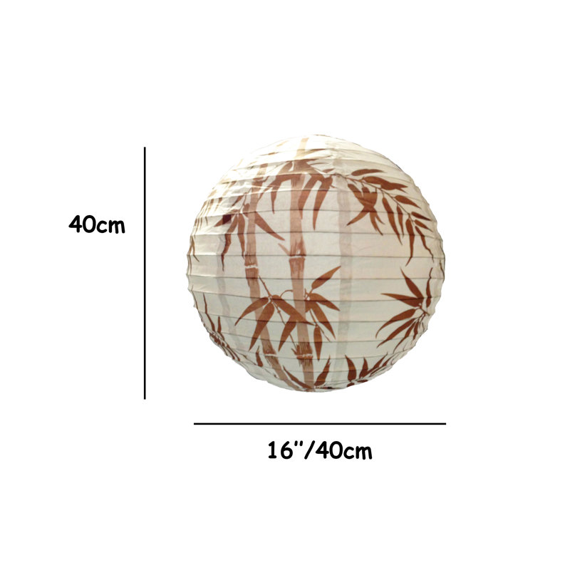 40cm H Paper Round Pendant Shade ( Clip On ), White/Brown