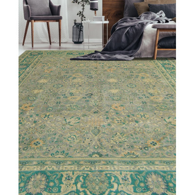 Handmade Ankara Alexandr Rug -  Grey - Green , 8'0" x 10'1"